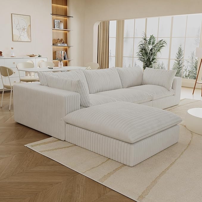 118.2" L Shaped Modular Sectional Cloud Couch - Image 4