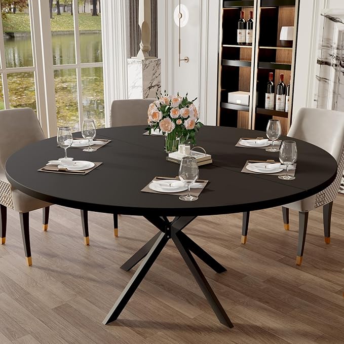 47.24" Round Dining Table for 4-6 Person, Round Kitchen Table by RLRO