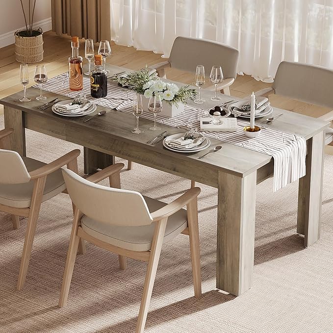 Dining Table for 4-6, Rectangular Dining Room Dinner Table by SLEKVERSA