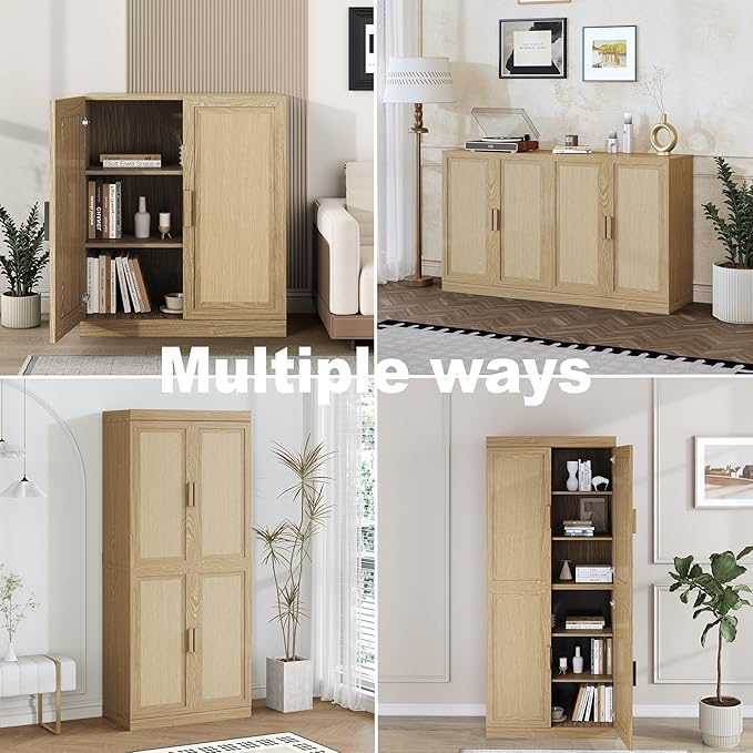 Buffet Cabinet, 4-Doors Sideboard Cabinet - Image 7