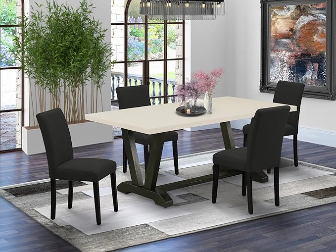 East West Furniture V627AB624-5 5 Piece Dining Set Includes a Rectangle Dining - Image 2
