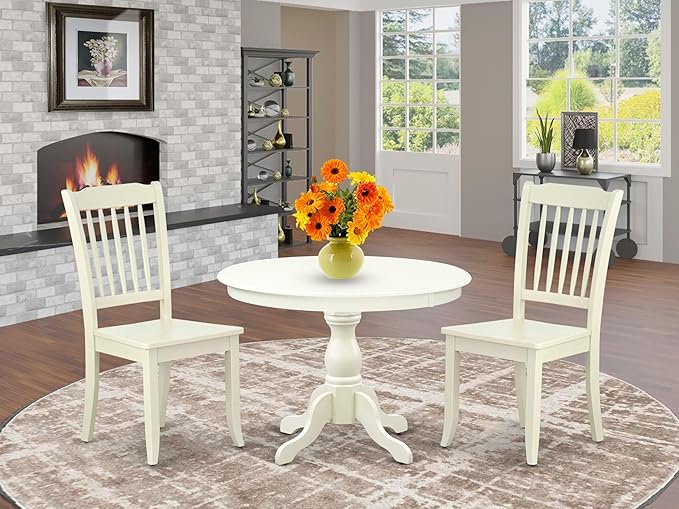 East West Furniture HBDA3-LWH-W 3 Piece Modern Dining Table Set Contains a - Image 2