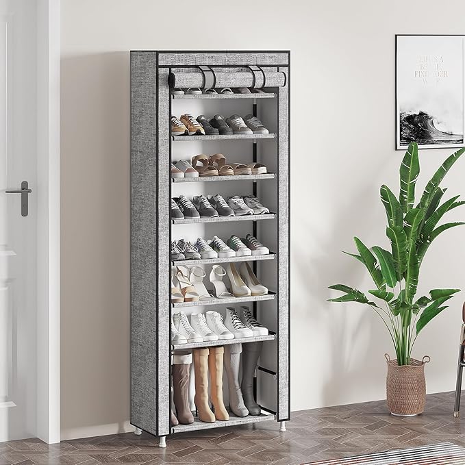 Calmootey 9 Tier Shoe Rack Organizer, Portable Shoe Shelf - Image 7