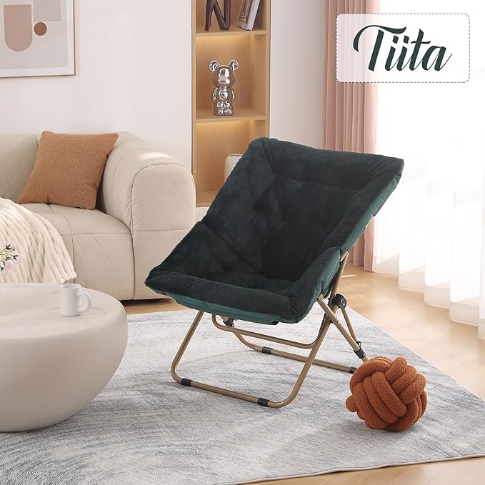 Tiita Comfy Saucer Chair, Soft Faux Fur Oversized Folding Accent Chair - Image 5