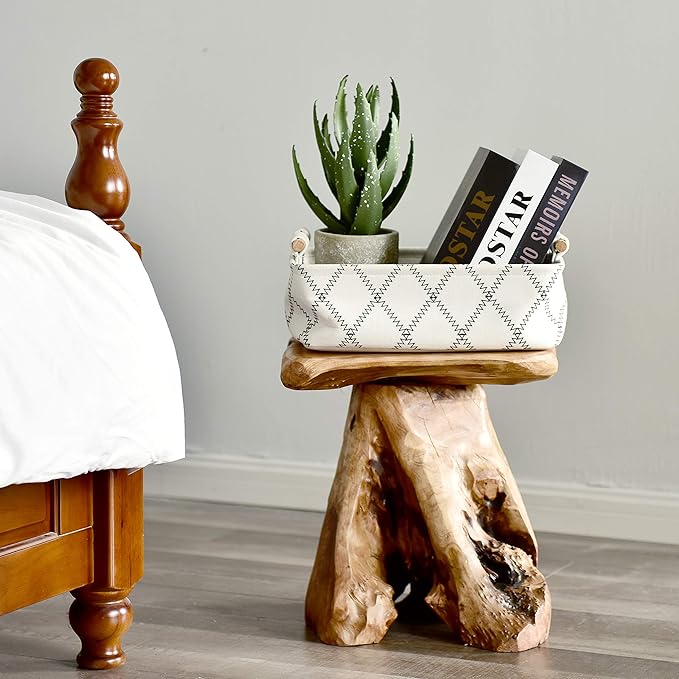 WELLAND Natural Cedar Stump Stool, Live Edge Side Table, Plant Stand, Small - Image 4