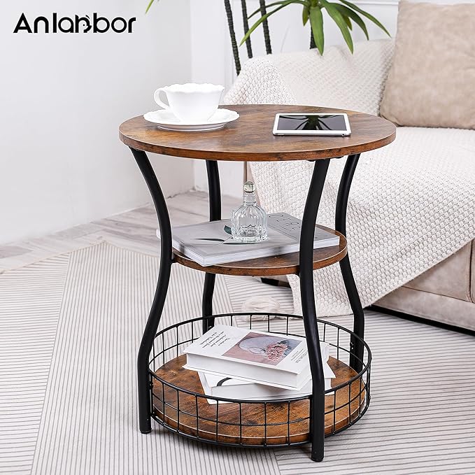 Round Side Table, 3 Tier End Table - Image 2