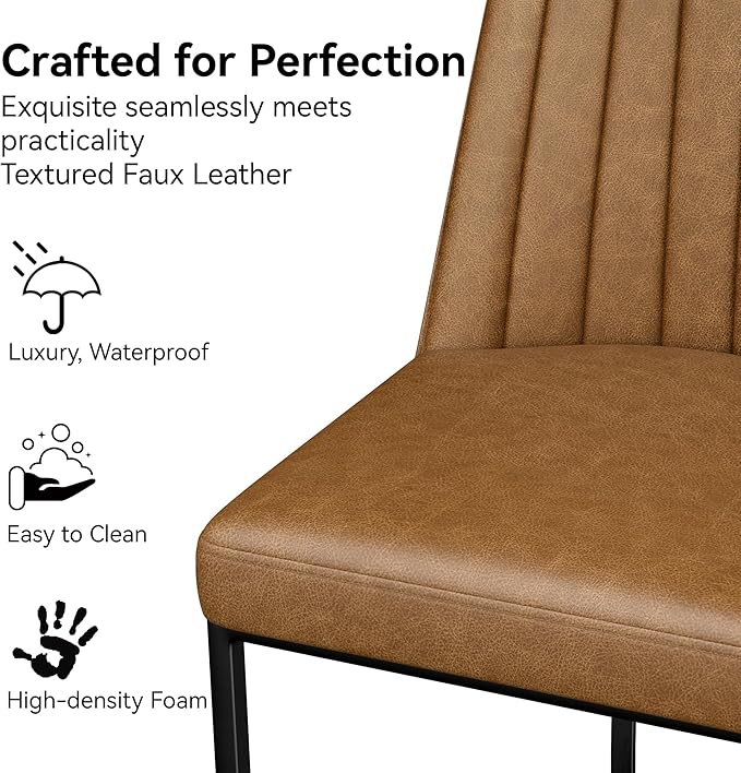Bar Stools Set of 4, Faux Leather Counter Height Barstools, Upholstered Kitchen - Image 3