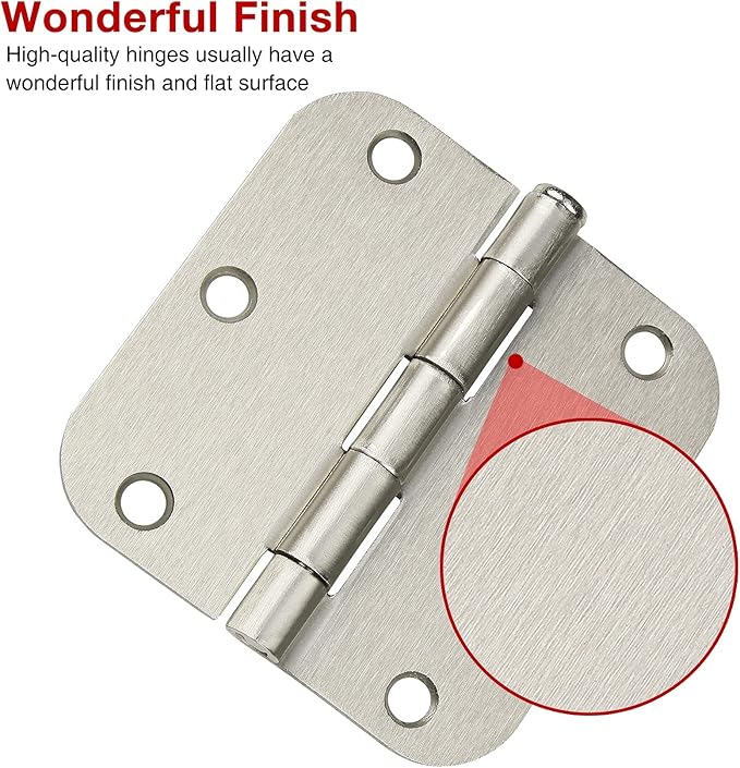 48 Pack Interior Door Hinges Brushed Nickel 3.5 Inch x 3 1/2" Rounded 5/8" - Image 4