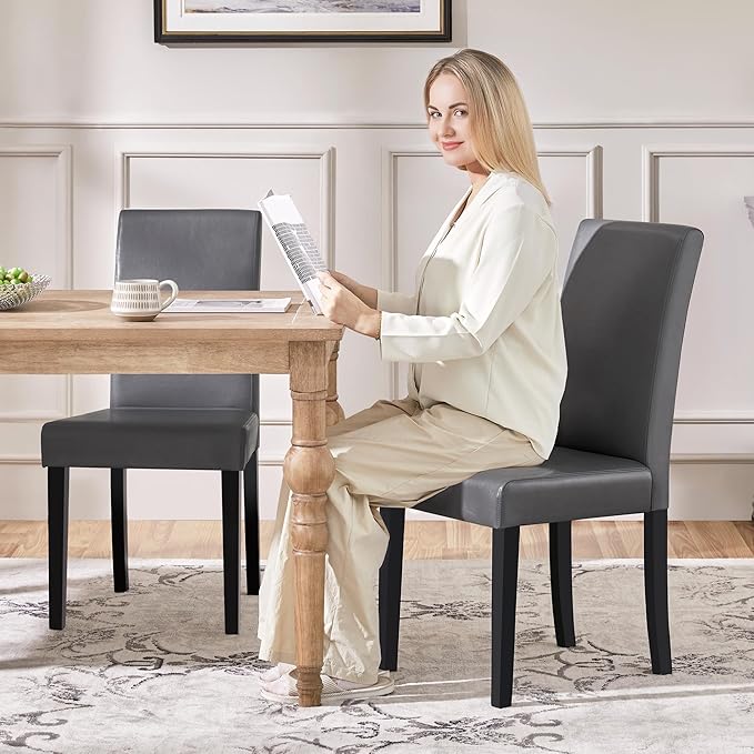 Yaheetech Dining Chairs Set of 2 Faux Leather Modern Dining Room Chairs - Image 2