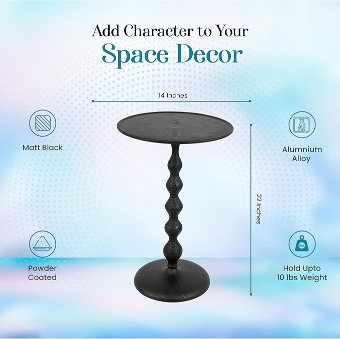 CLEENTABLE Pedestal Round Lightweight Metal Side Table - Image 3