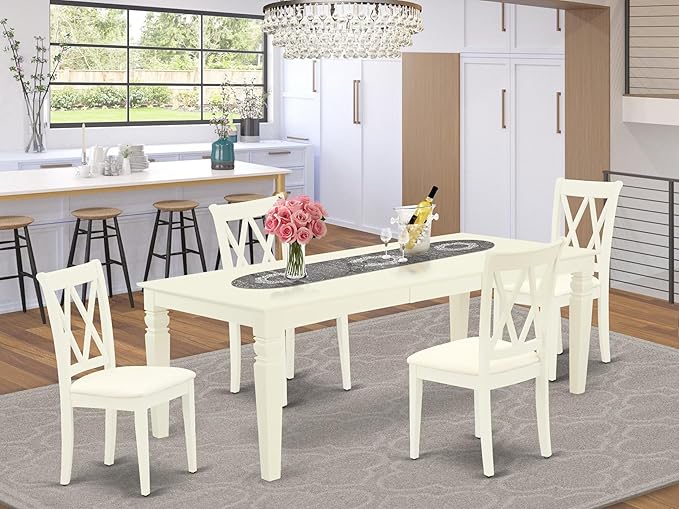 East West Furniture LGCL5-LWH-C 5 Piece Kitchen Table & Chairs Set Includes a - Image 2