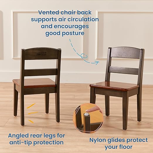 ECR4Kids Hideaway Table and Chair Set, Kids Furniture, Dark Walnut/Grey Wash - Image 5