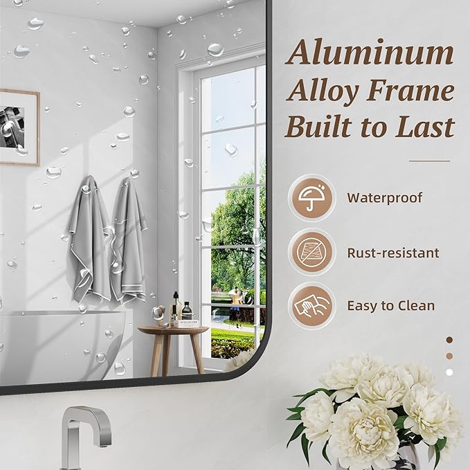 Bathroom Mirror 55" x 36", Large Rectangle Wall Mirror, Entryway Decor - Image 5
