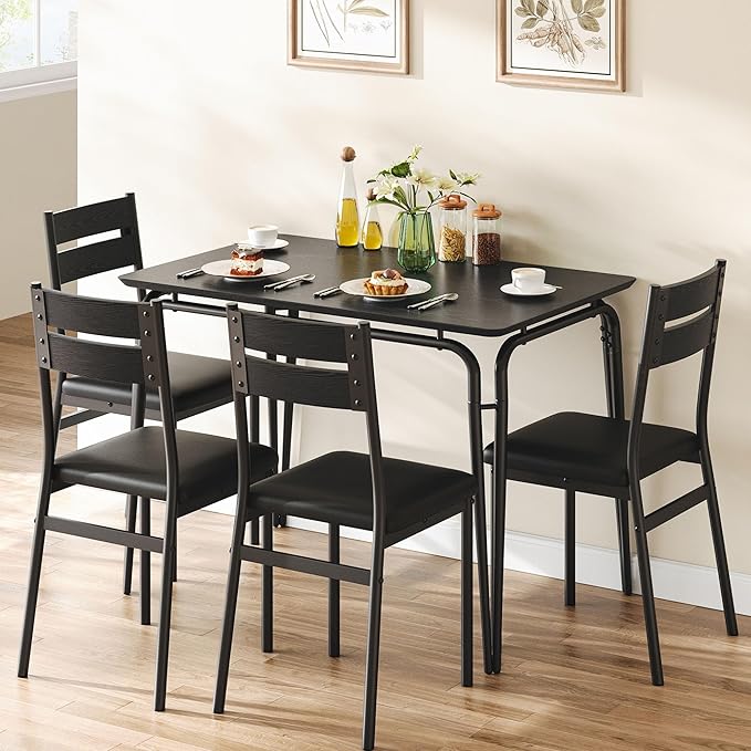 Dining Table for 4, Small Table and Chairs Set of 4, Square Dinette Set for 4 - Image 3