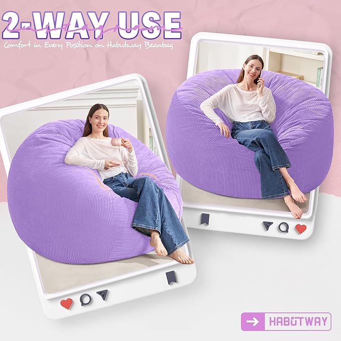 HABUTWAY 5FT Bean Bag Chair, Giant Bean Bag Chairs - Image 3