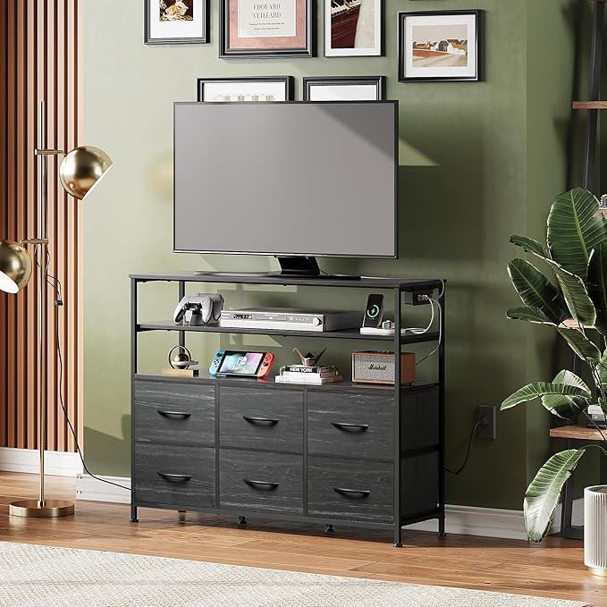 WLIVE Black TV Stand for 40, 45 inch TV, Entertainment Center - Image 6