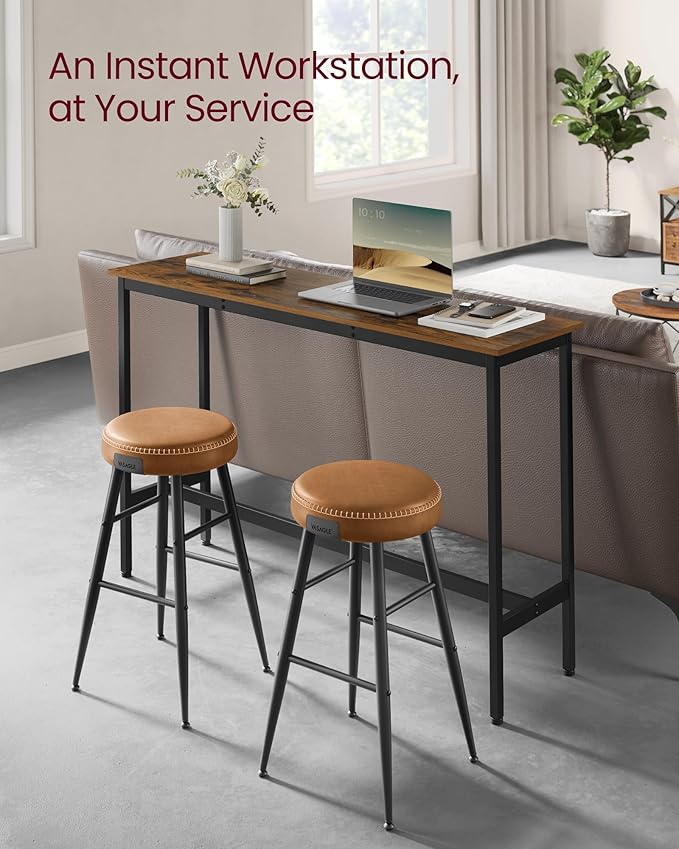 VASAGLE Bar Table, Narrow Long Kitchen Dining Table, Sturdy Metal Frame - Image 4