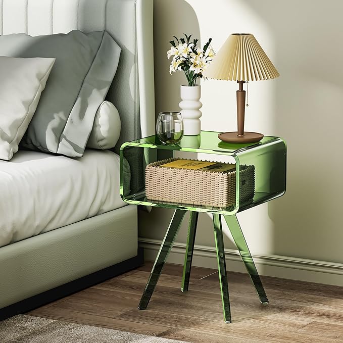 Acrylic Side Table, Acrylic Nightstand Bedside Table - Image 5