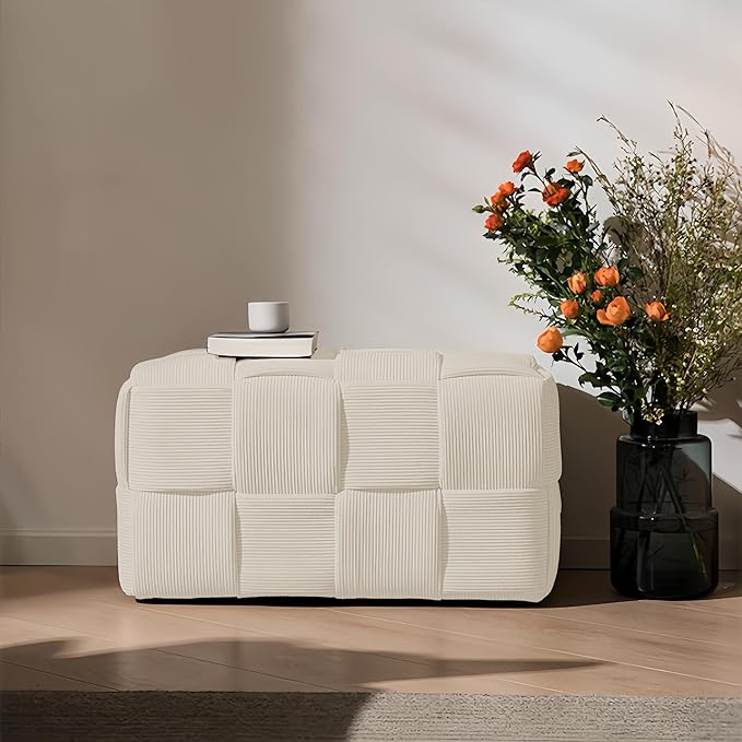 Ottoman Foot Rest Soft and Comfortable Ottoman Square Corduroy Woven Design - Image 5