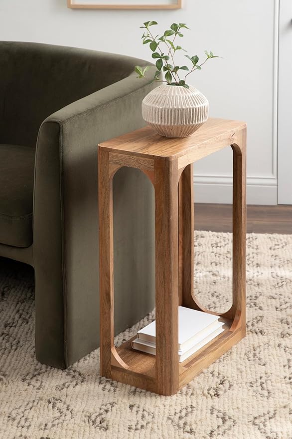 Kate and Laurel Dahl Modern Slatted Wooden Slim Side Table - Image 4