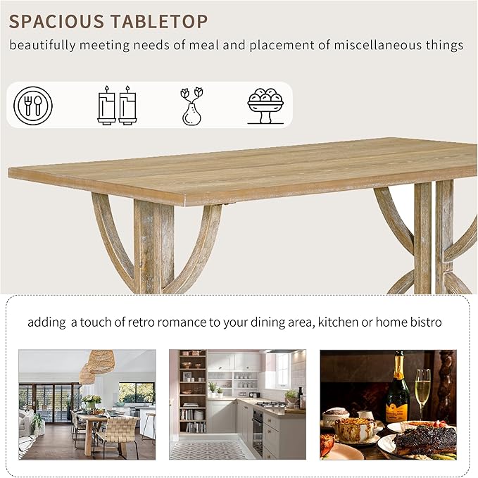 SogesPower 6-Piece Dining Table Set, Rectangular Farmhouse Kitchen Dining Table - Image 4