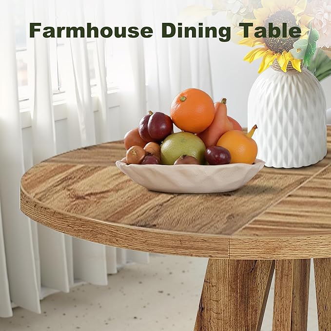 NicBex 47 Inch Round Dining Table, Wooden Dinner Table - Image 3
