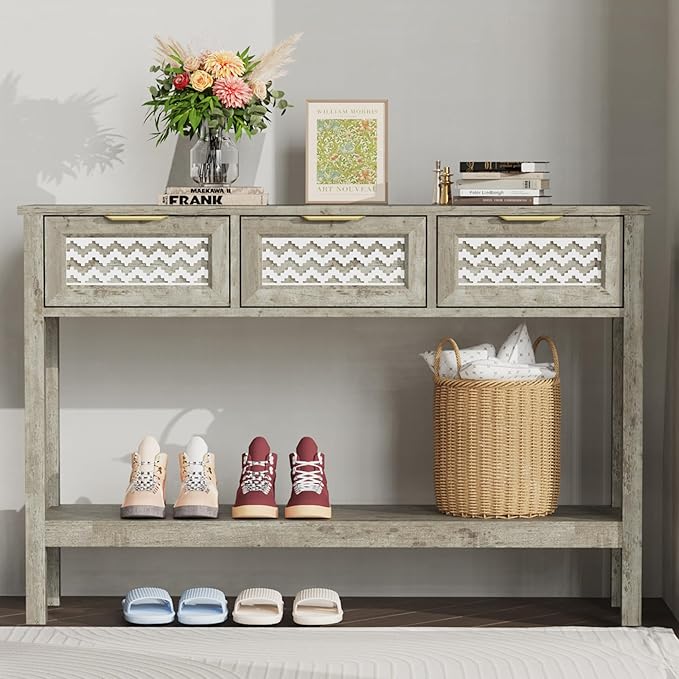 Entryway Table, Rattan Console Table - Image 8