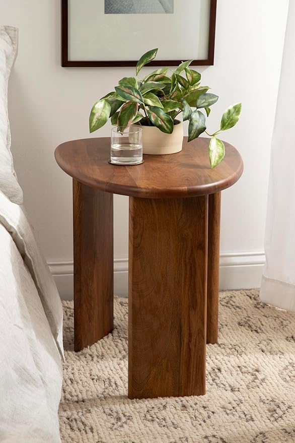 Kate and Laurel Tortola Modern Irregular Round Side Table, Walnut Brown - Image 2