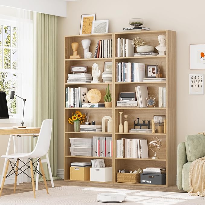 FOTOSOK 6-Tier Open Bookcase and Bookshelf, Freestanding Display Storage - Image 2