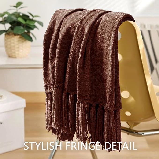 Chenille Throw Blanket for Couch 50"X 60", Soft Cozy Throws - Image 7
