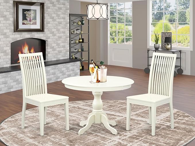 East West Furniture HBIP3-LWH-W 3 Piece Modern Dining Table Set Contains a - Image 2