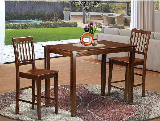 East West Furniture YAVN3-MAH-W 3 Piece Counter Height Dining Set - Image 6