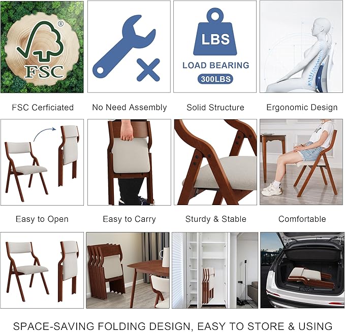 Ball & Cast Upholstered Folding Chairs Set of 2 - Image 5