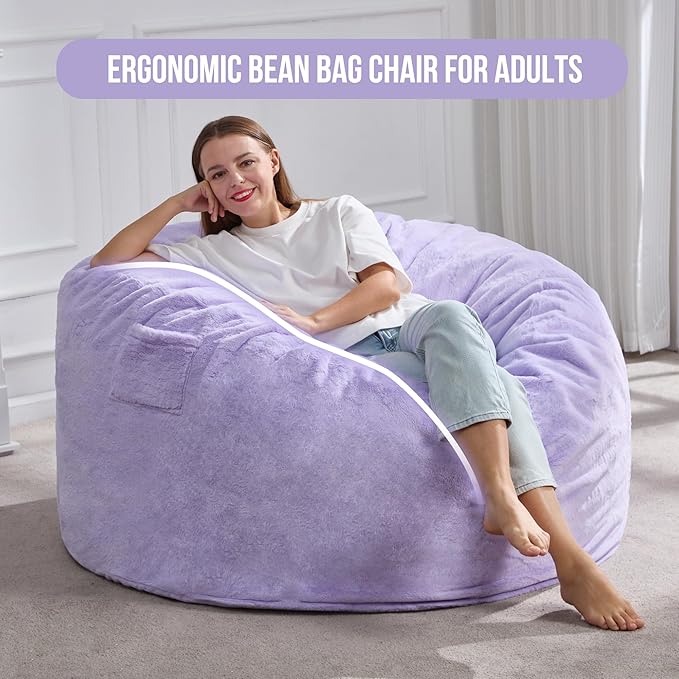 Hobestluk 4ft Bean Bag Chairs for Adults Large Beanbag Chair - Image 3