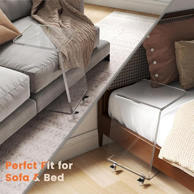 2-Pack Clear Acrylic C Shaped Side Table - Image 5