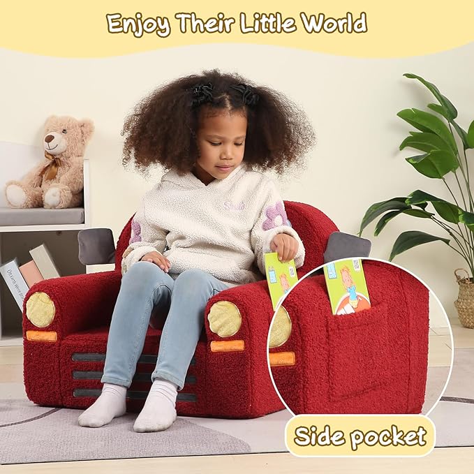 Comfy Toddler Chair, Kids Fire Engine Couch - Image 6