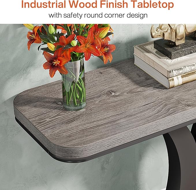 LITTLE TREE Industrial Entryway Console Table, Compact Foyer Hallway Accent - Image 7