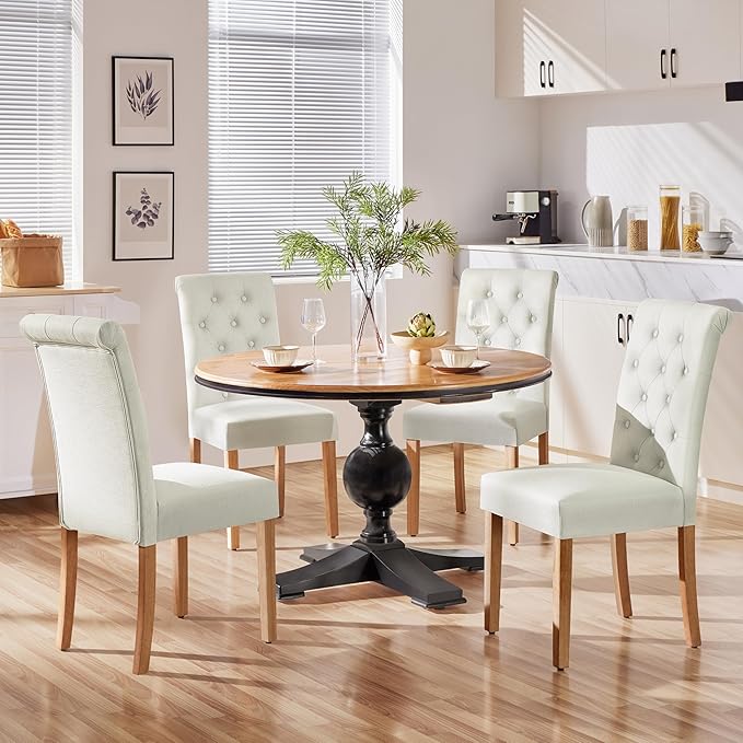 Yaheetech Dining Chairs Set of 4 Fabric Upholstered Dining Room Chairs - Image 2