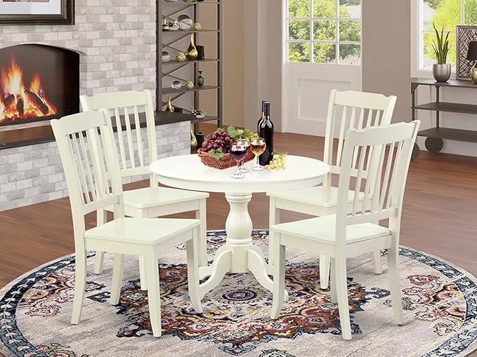 East West Furniture HBDA5-LWH-W 5 Piece Dinette Set - Image 2