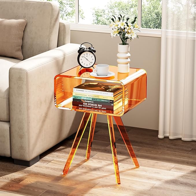 Acrylic Side Table, Acrylic Nightstand Bedside Table - Image 2
