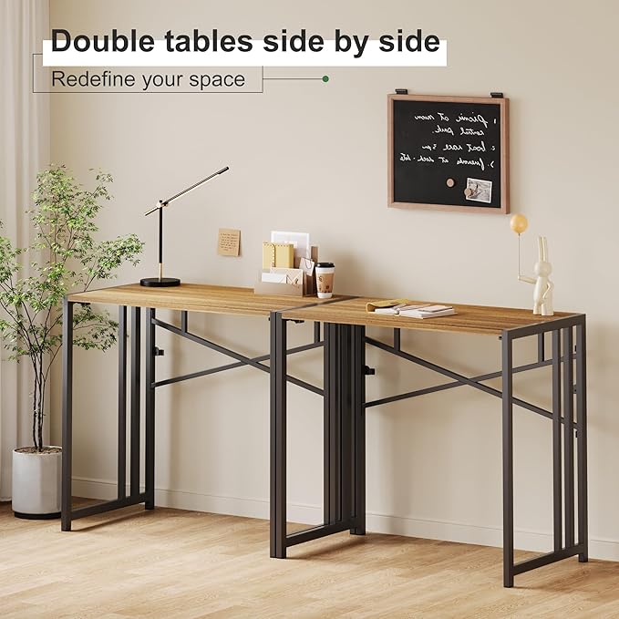 Narrow Folding Computer Desk 35 inch, Writing Gaming Computer Camping Desk - Image 6