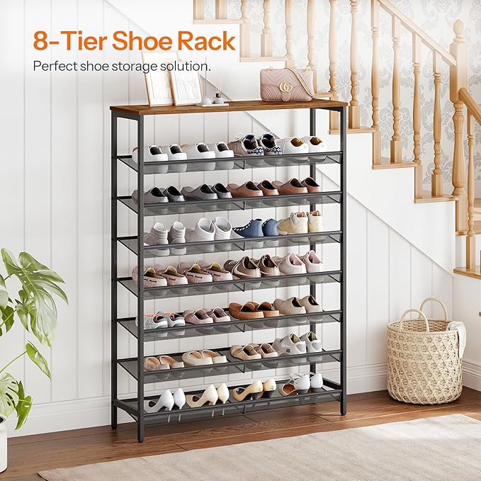 HOOBRO 8 Tier Shoe Rack, 39.4"L Shoe Shelf, Large Capacity Shoe Storage - Image 5