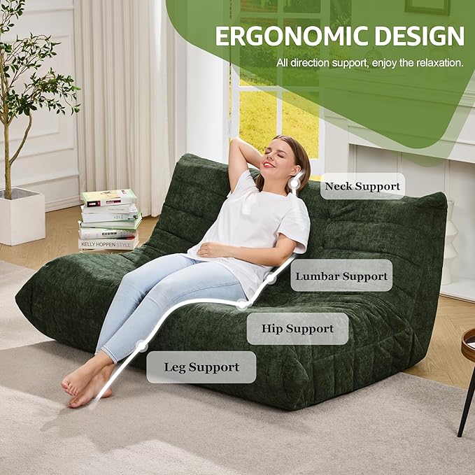 Hobestluk Bean Bag Chair Giant Bean Bag Sofa 2 Seater Bean Bag Chairs - Image 5