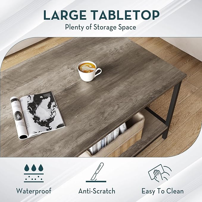 SAYGOER 2-Tier Coffee Table for Living Room Farmhouse Style Center Table - Image 6