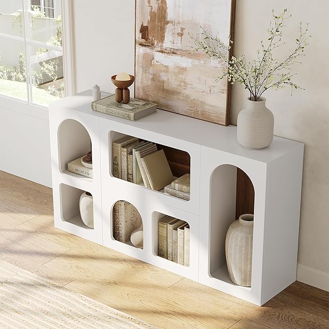 LITTLE TREE 59-Inch Modern Console Table, Wooden Rectangular Sofa Table Behind - Image 5