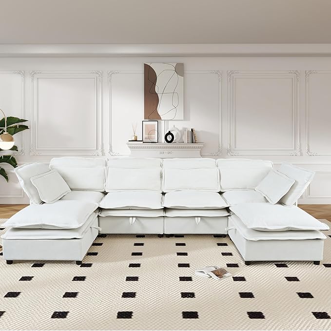 Ball & Cast 124.4" Modular Sectional Sofa, Oversized U-Shaped Couch by BallCast