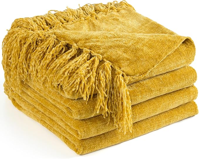 Chenille Throw Blanket for Couch 50"X 60", Soft Cozy Throws by LONGCREATE