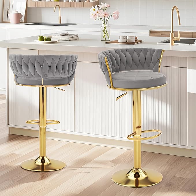 VECELO Bar Stools Set of 2, Adjustable Barstools Counter Height Stools - Image 2