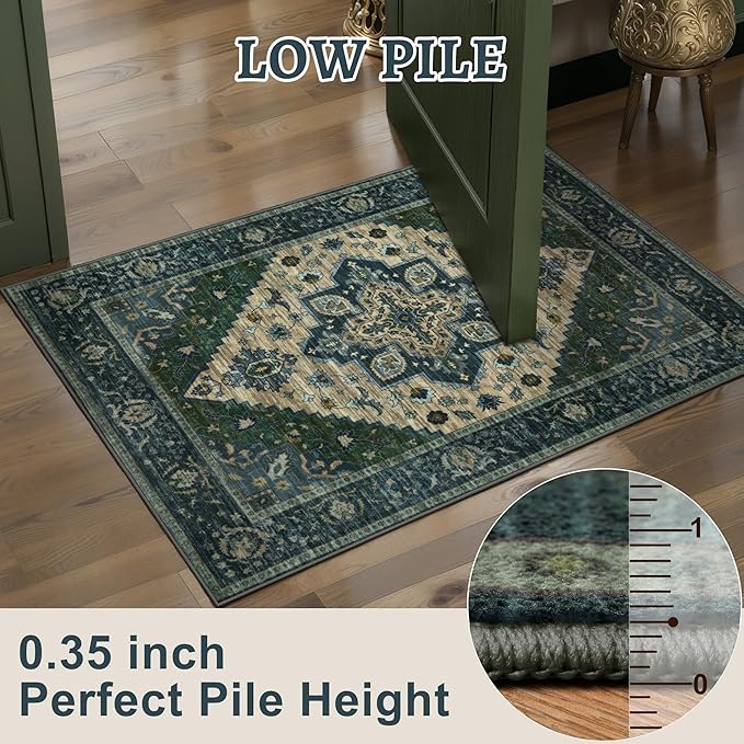Tangsoo 4x6 Washable Rug Vintage Non Slip Indoor, Distressed Carpet - Image 5
