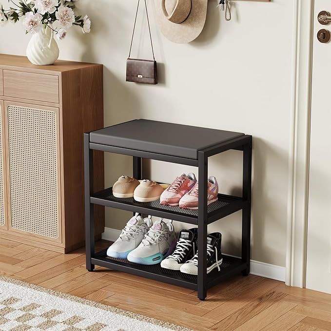 ZHOOGE Small Shoe Bench Shoe Rack Storage Bench Entryway Bench Shoe Shelf - Image 2